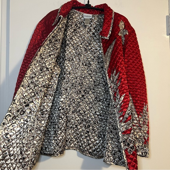 Chico's Oversized Abstract Print Quilted Jacket - Picture 9 of 11